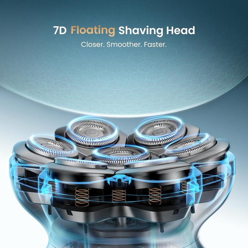 MAXGROOM® Pro 7D Head Shaver - Electric Razor with 7D Flexible Blades, Waterproof Design, Long Battery Life | Ideal Gift for Men
