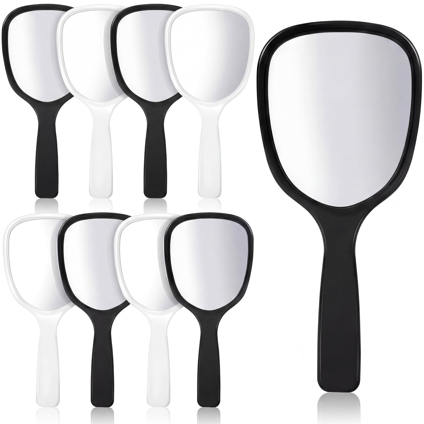 Jetec 8 Pcs Small Handheld Hand Mirrors 1X Compact Travel Makeup Mirror 3.15 x 7.09 in Mini Handheld Cosmetic Kid Mirror for Girl DIY Crafts Classroom Party Salon Favors (Black,White)