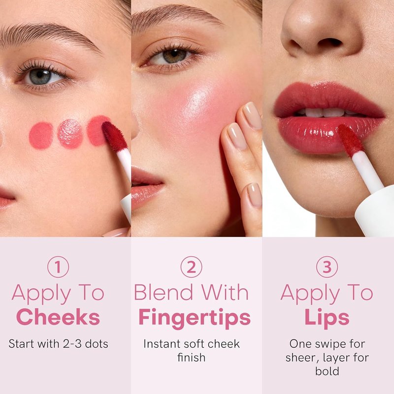 Lip Tint Stain Set - 2 PCS Korean Waterproof Liquid Blush & Lip Stain | Lightweight, Non-Sticky, Matte Finish