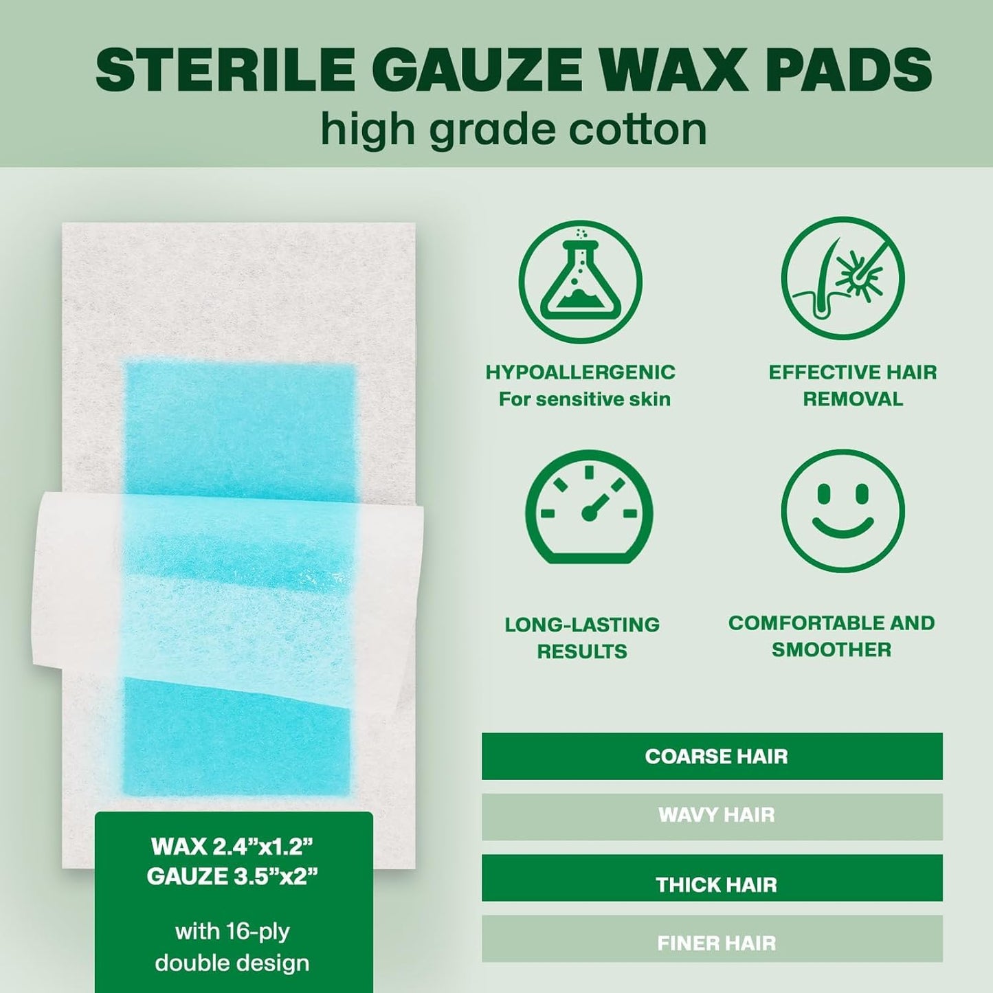 Hypoallergenic Facial Wax Strips - Sensitive Skin Waxing Kit for Eyebrows, Lips, Legs & Bikini | 16 Strips, 6 Calming Oil Wipes, 20 Blotting Sheets