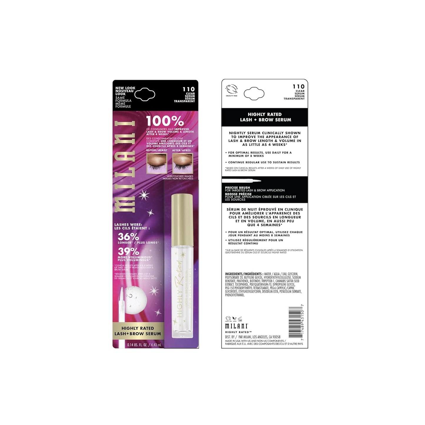 Milani Lash & Brow Growth Serum - Enhance Volume & Length | 0.3 Oz