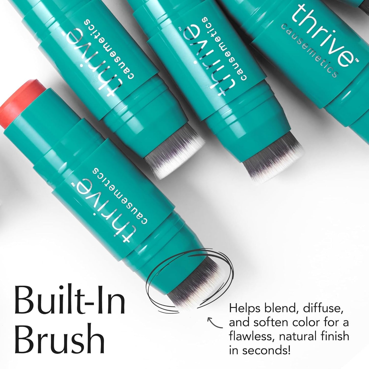 Triple Threat Color Stick - Cream Blush with Vitamin E & Evening Primrose Oil | Waterproof Brick Red Shimmer
