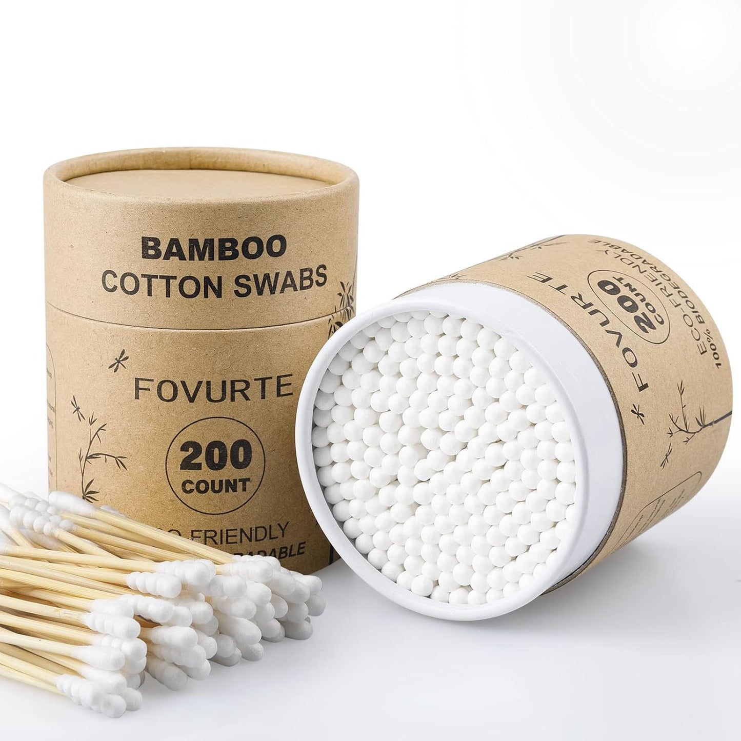 Bamboo Cotton Swabs - 400 Count Organic Double-Tip Cotton Buds for Ear Wax Removal | Eco-Friendly Cleaning Sticks