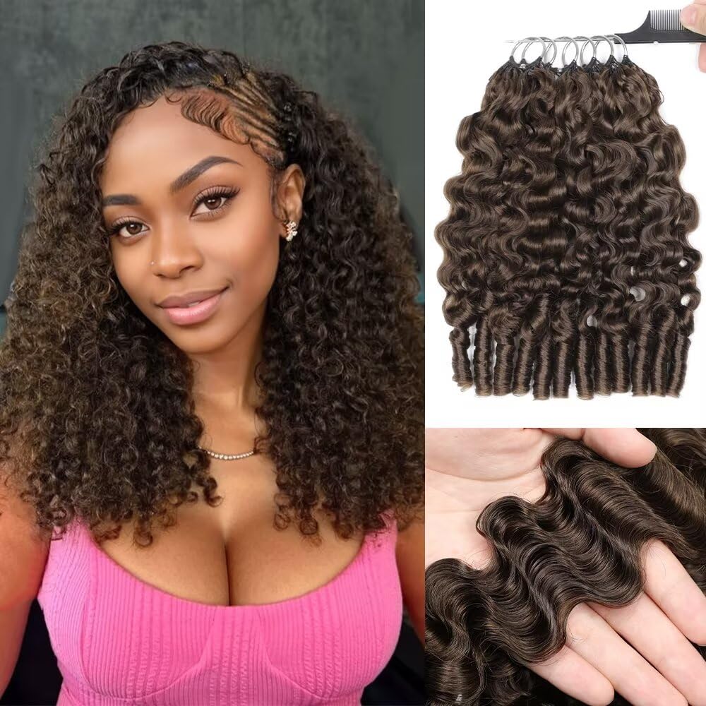 Burmese Curly Human Crochet Hair for Black Women 22 Inch 150g Reusable Knotless Feather Crochet Human Hair Curly Invisible Wet and Wavy Crochet Hair Extensions 4#