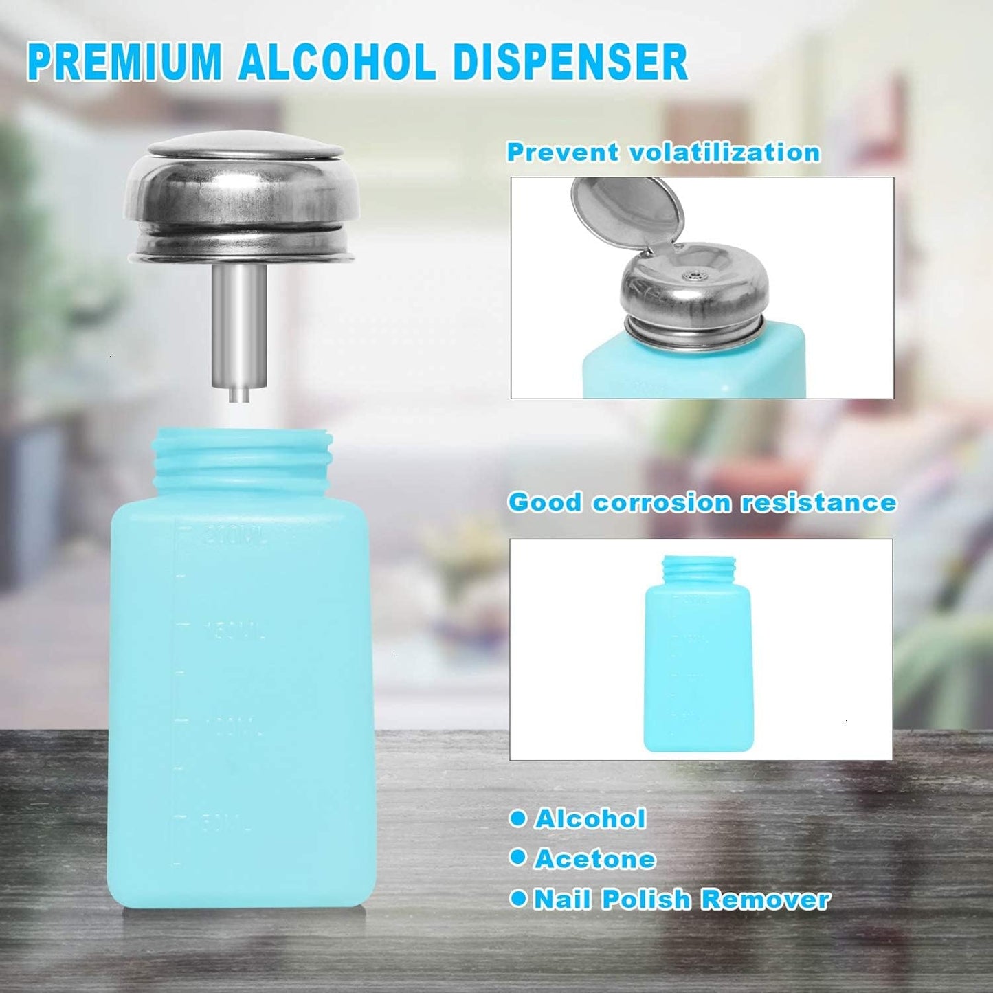 200ml Alcohol Dispenser Pump Bottle - 2 Pack for Easy Liquid Dispensing