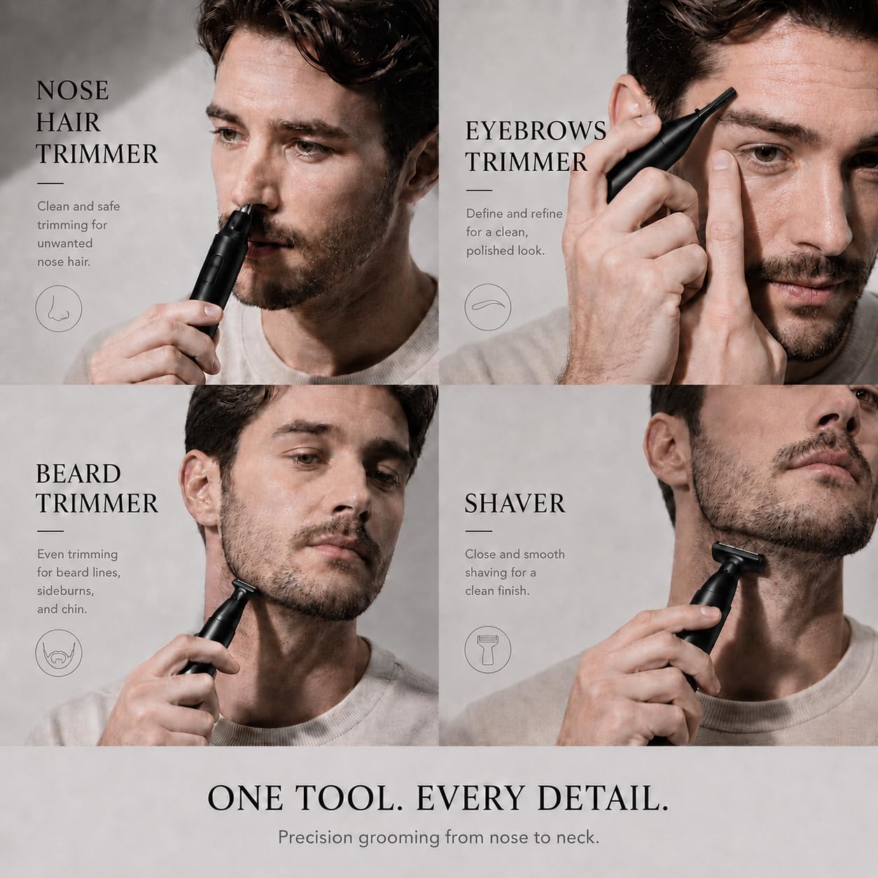 URBANER Nose Hair Trimmer for Men, Japanese Motor, USB Charger, IPX8 Waterproof, 4-in-1 Grooming Set, Ear and Nose Hair Trimmer, Eyebrows Trimmer, Portable Electric Shaver, Gifts MB-990