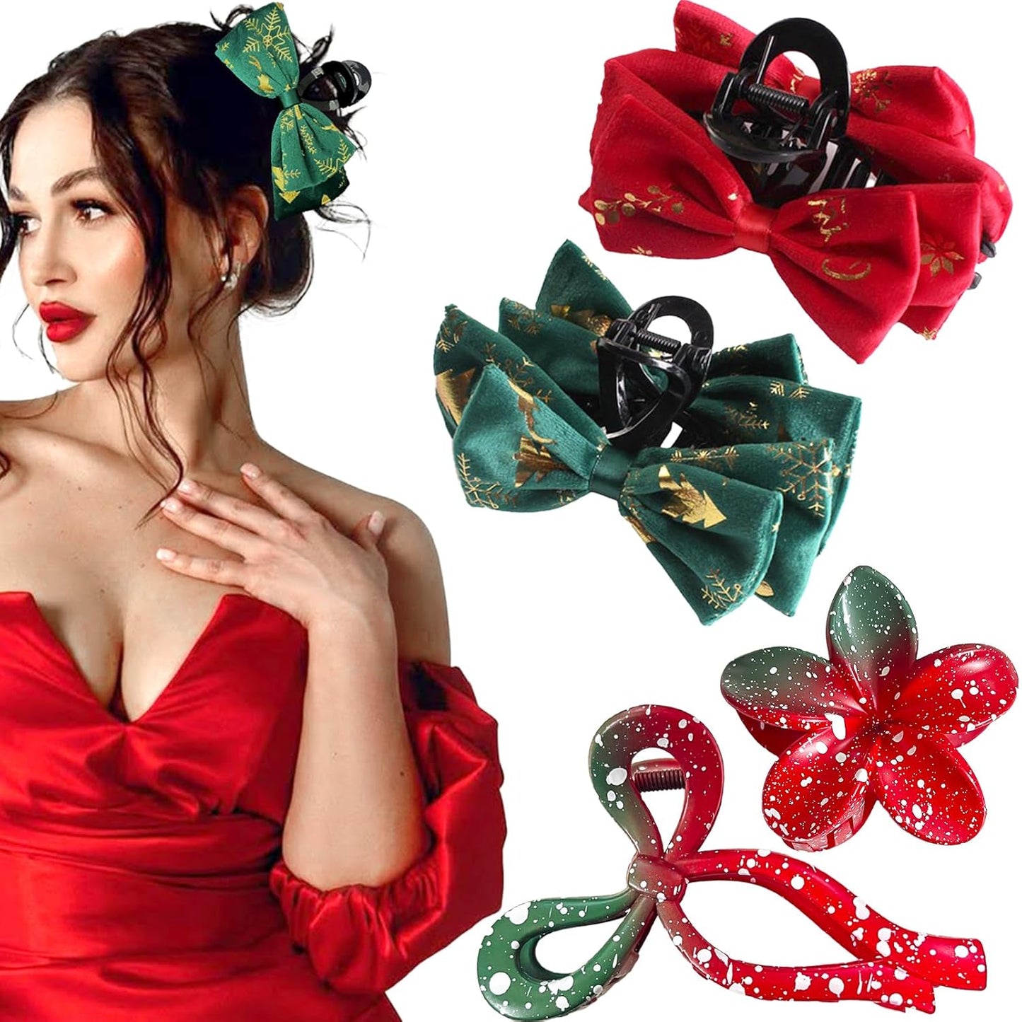 Flower Hair Claw Clips - 4PCS Strong Hold Nonslip Large Clips for Thick Hair | Cute Hawaiian Hair Accessories for Women & Girls