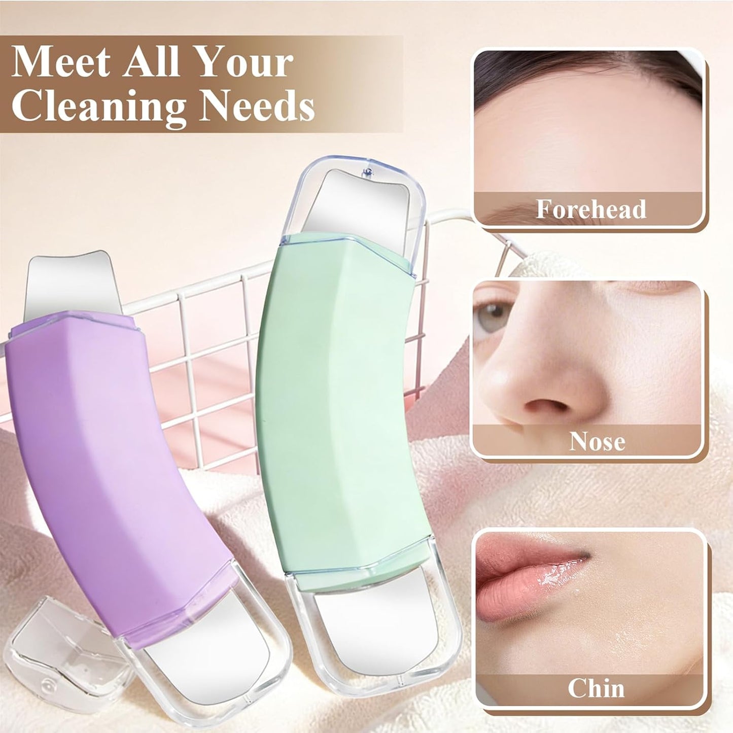 Blackhead Remover Tool Set - 2-Pack 3D Dual-End Pore Cleaner | Deep Cleansing Scraper for Nose & Face (Purple + Green)