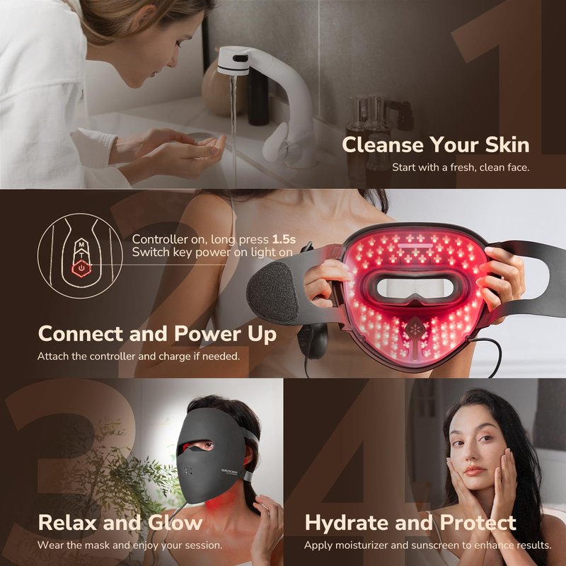 JOVS LED Light Therapy Face Mask, Wireless Red Light Therapy Mask for Face, Portable Skin Care Beauty Device Intelligent Beauty Solution at Home Use, 4 Modes for Visible Results