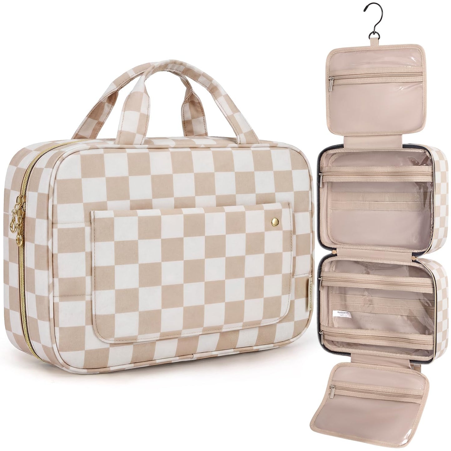 Toiletry Bag | Water-Resistant Travel Organizer with Hanging Hook - Medium Baby Pink