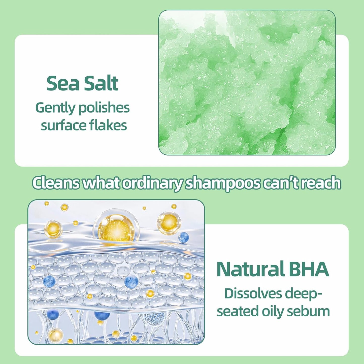 Rosemary Scalp Scrub & Exfoliator | Sea Salt & BHA Treatment with Silicone Massager Brush - 10.58oz for Fuller Hair
