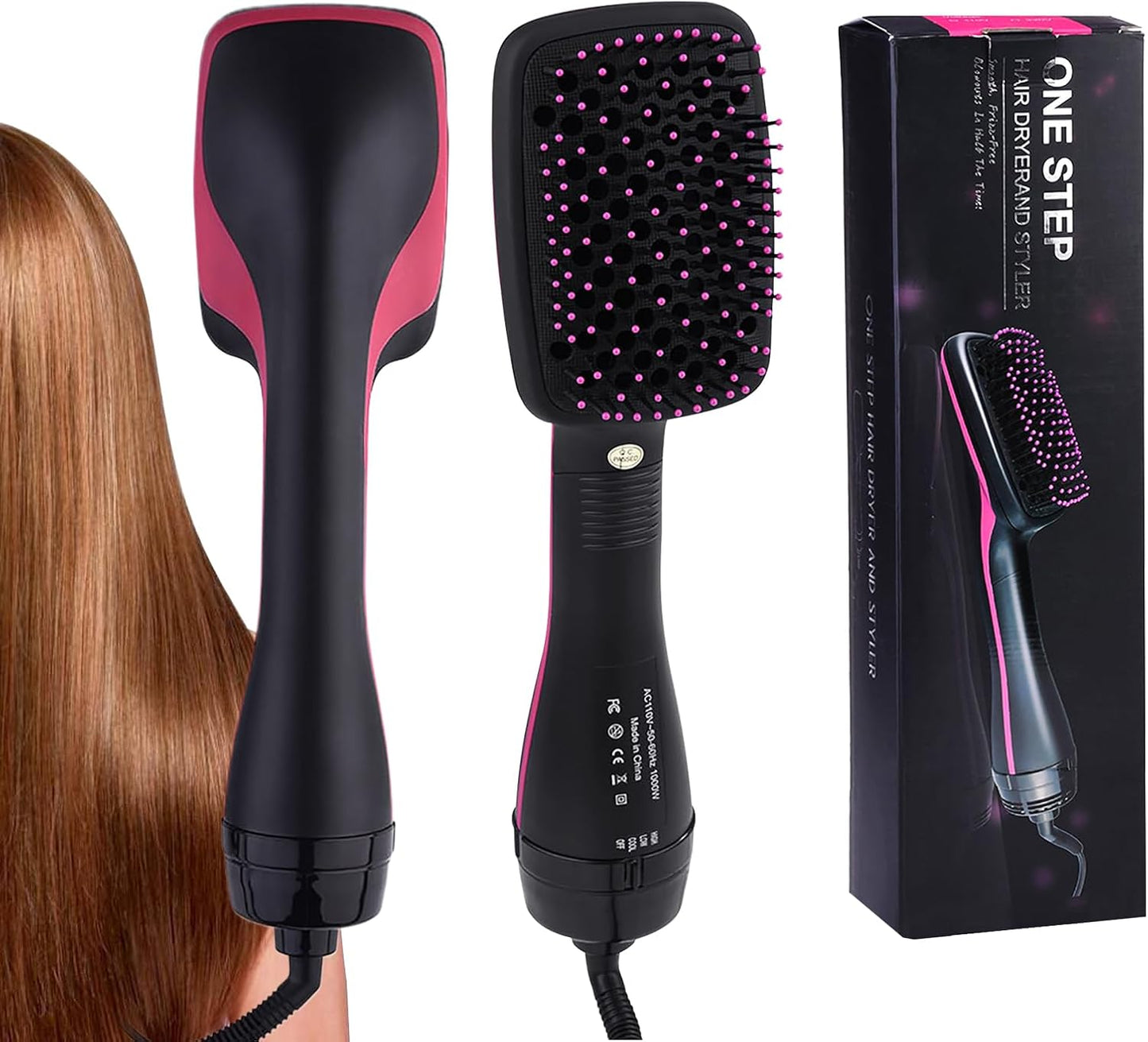 2 in 1 Hair Dryer & Styler - One Step Brush Straightener with Negative Ion Technology | Electric Hot Air Comb