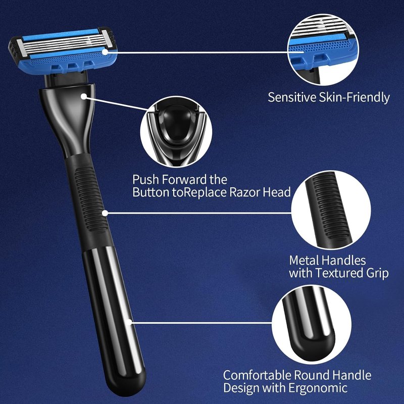 COVIK 5Blade Razor for Men with Dual Lubrication Shaving Comfortable and Smooth Shaving Razors for Men, Handle & Cartridges (Cartridges fit Razor Handles only), 2REFILLS