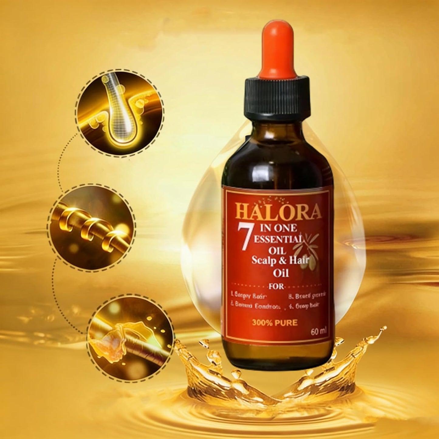 Hair Growth Oil | Nourishing Formula for Thicker, Fuller Hair - 3 Pack, Lightweight & Non-Greasy