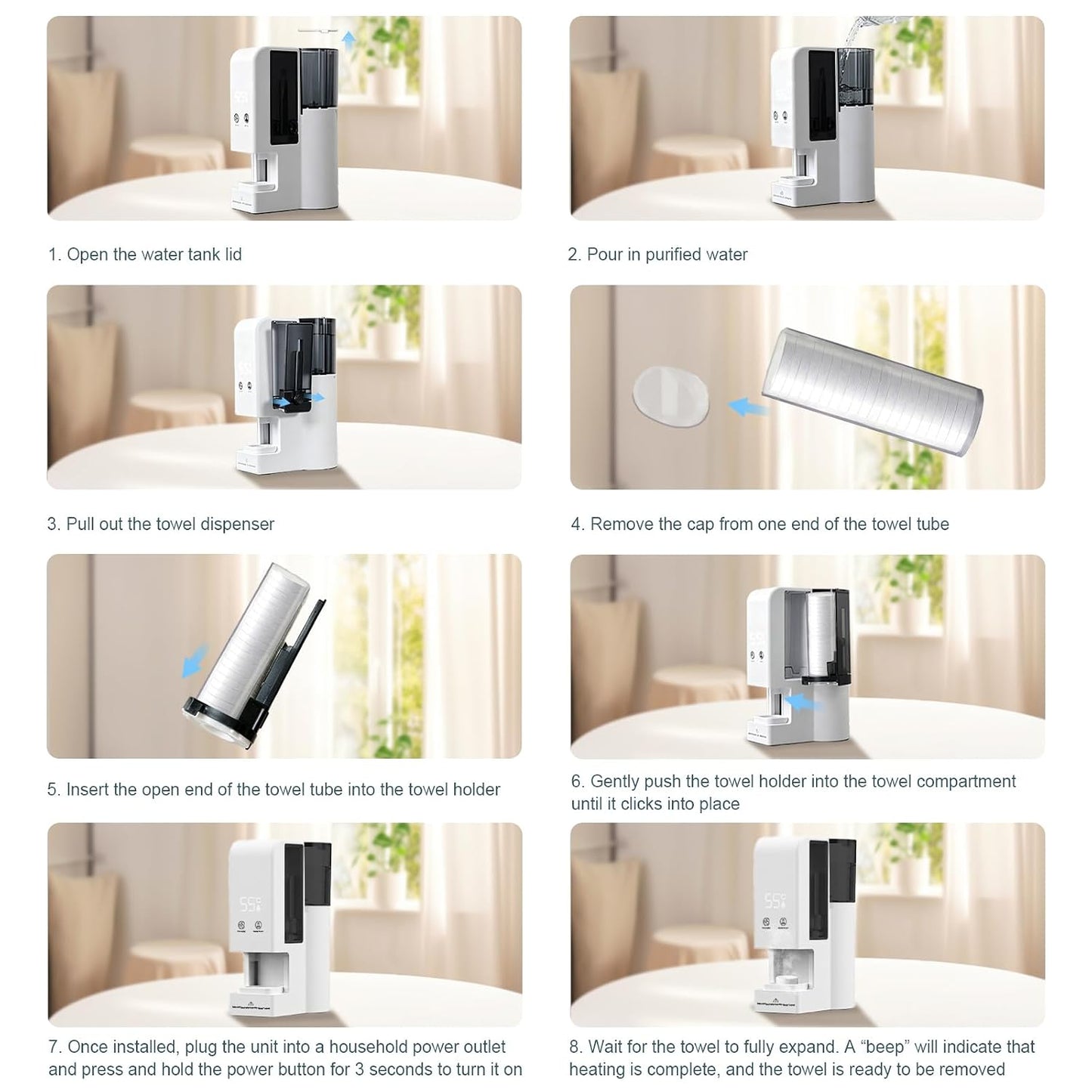 Face Towel Heater Machine - 5-Second Fast Automatic Warmer | 55℃ for Home Spa & Facial Treatments (Includes 80 Towels)