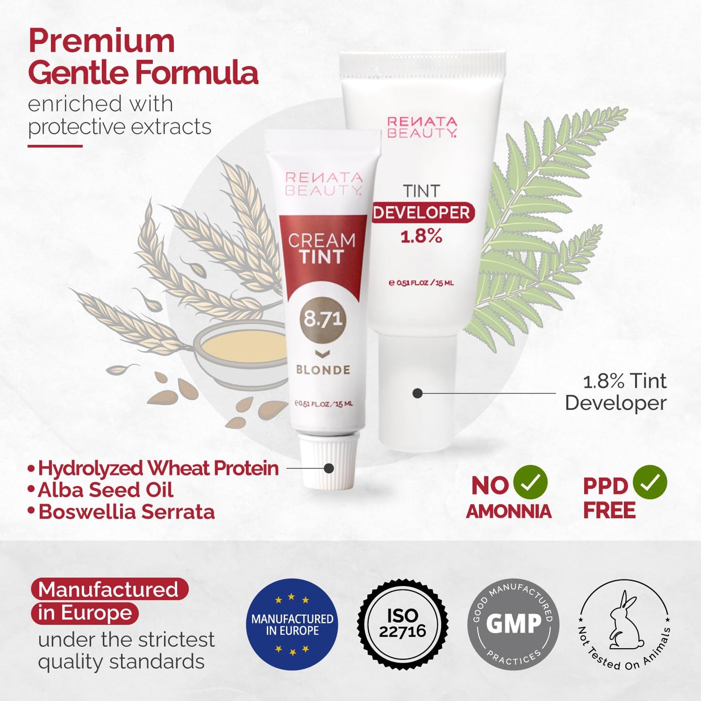 RB RENATA BEAUTY Tint Kit for Spot Coloring – Cream Hair Dye Kit with Developer and Application Brush, Covers Gray Hairs, Smudge-Proof, Long-Lasting Up to 4 Weeks, 20 Applications [Blonde]