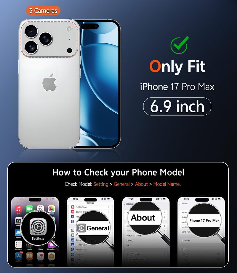 FNTCASE for iPhone 17 Pro-Max Case: Clear Magnetic Phone Cases with Screen Protector Compatible with Magsafe Slim Anti Yellowing Rugged Shockproof Protective Transparent Cell Cover (A-Clear)