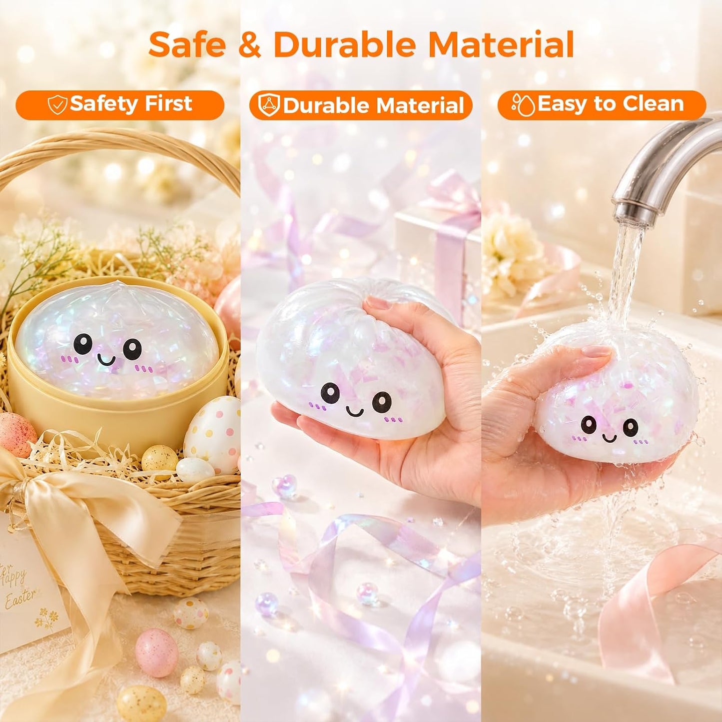 Dumpling Squishy Toy - Random Color Sensory Fidget for Anxiety Relief | Cute & Soft Stretchy Design