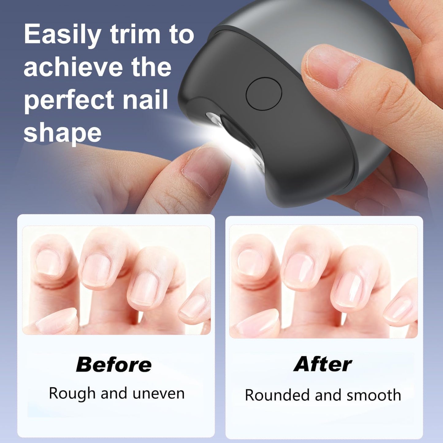 4 in 1 Electric Nail Clipper,2026 Upgraded Electric Nail Trimmer with LED Light and Clip Storage Multi Functional Automatic Nail Clippers with 3 Adjustable Speeds for Baby & Seniors(Gray)