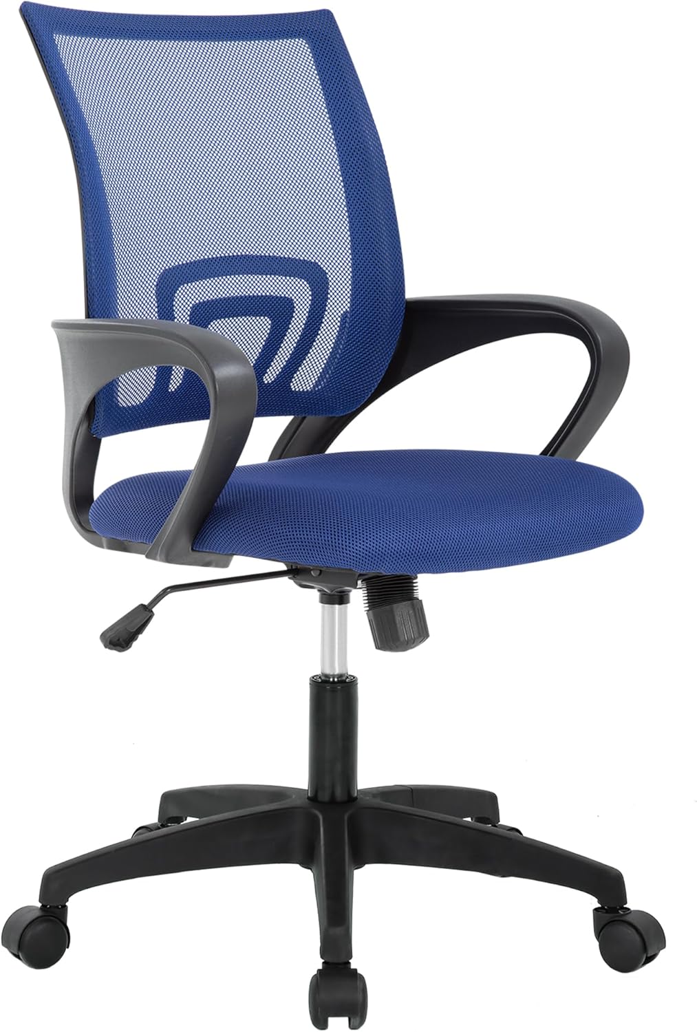 Ergonomic Office Chair - Mid-Back Swivel Desk Chair with Breathable Backrest & Lumbar Support - Adjustable Height | Dark Black