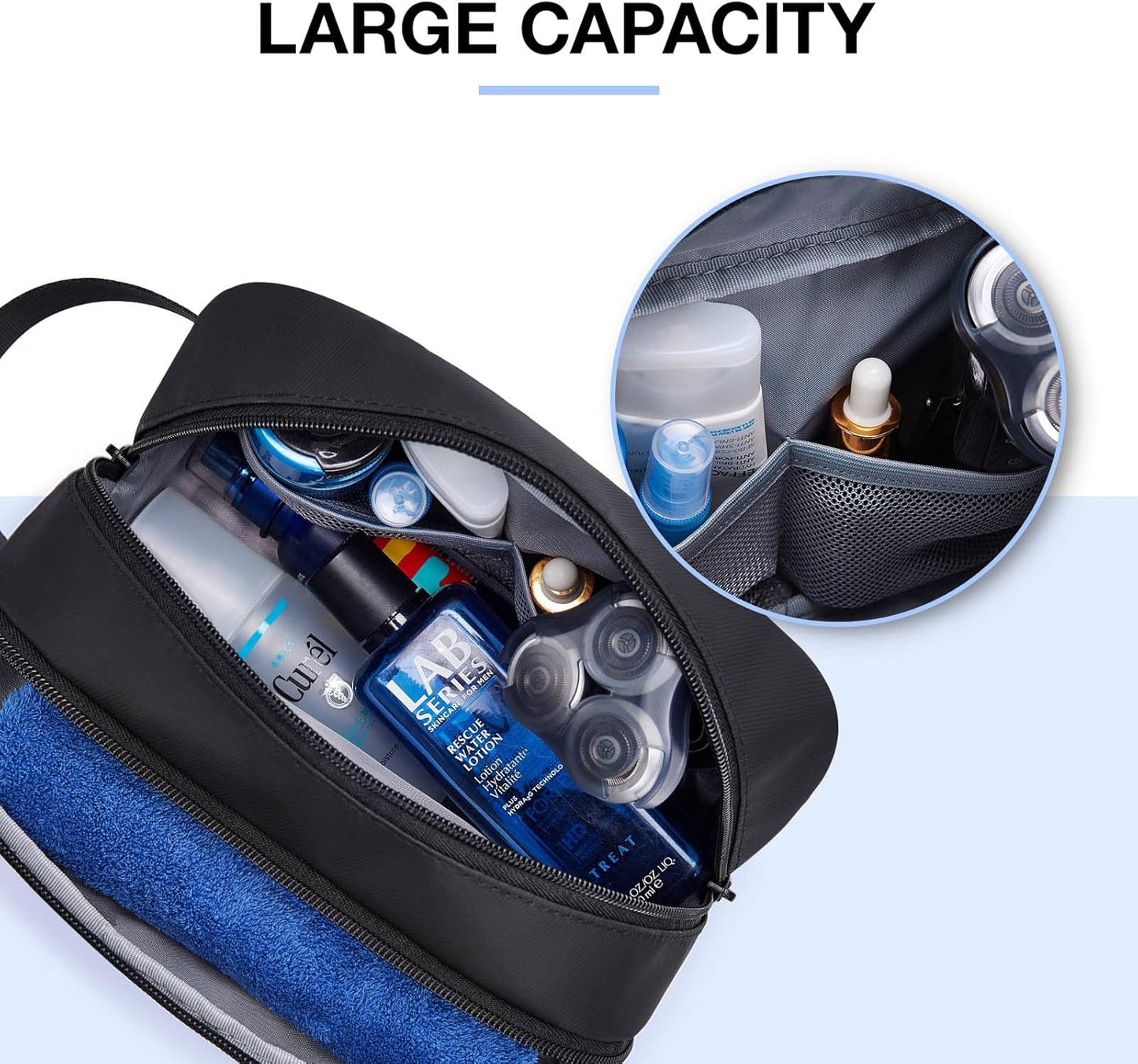 BAGSMART Travel Toiletry Bag - Water-Resistant Dopp Kit for Men | Medium Black Size