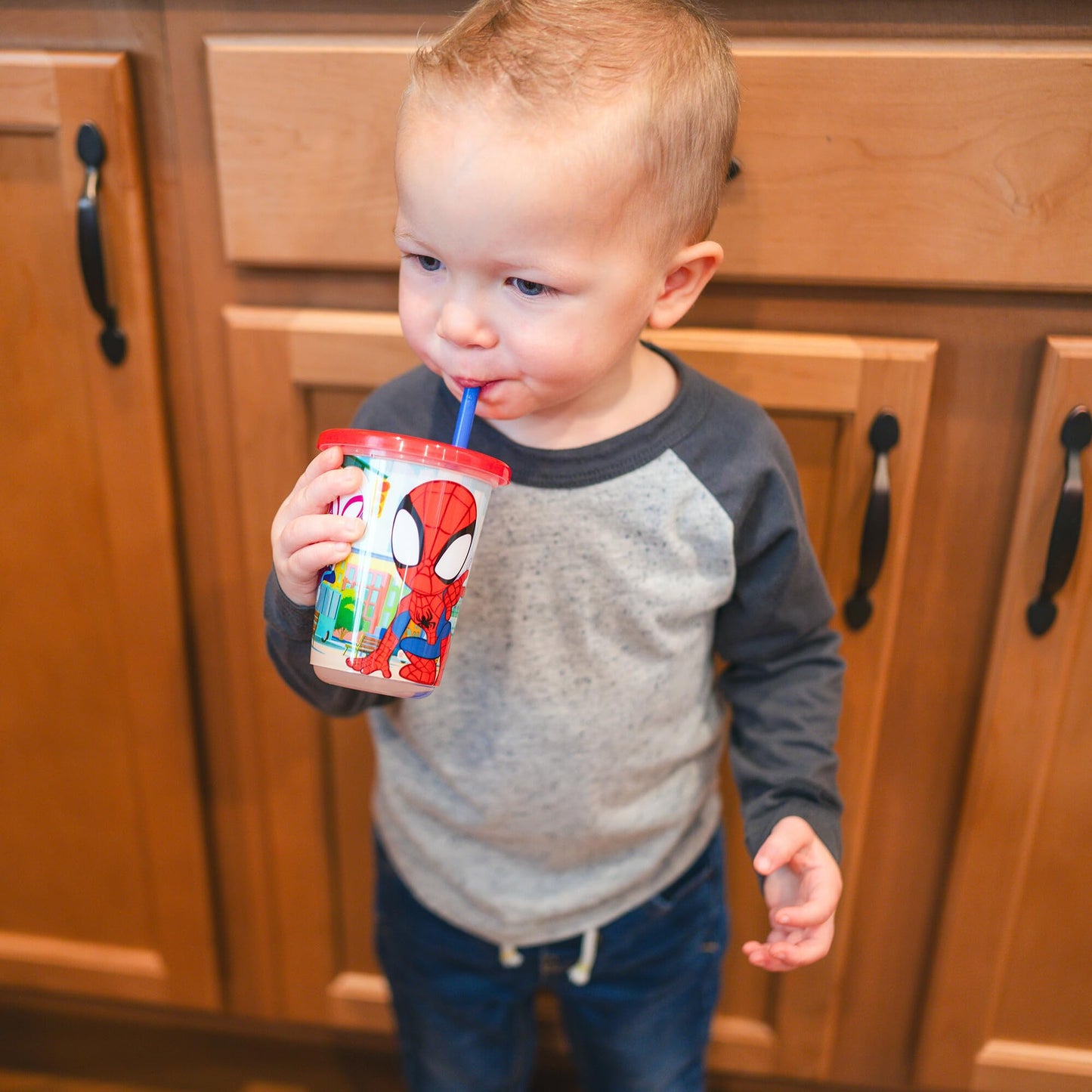 The First Years Spidey and His Amazing Friends Take & Toss Toddler Straw Cups - Spill Proof Toddler Sippy Cups with Snap On Lids and Straws - Spider-Man Gifts and Party Supplies - 10 Oz - 10 Count
