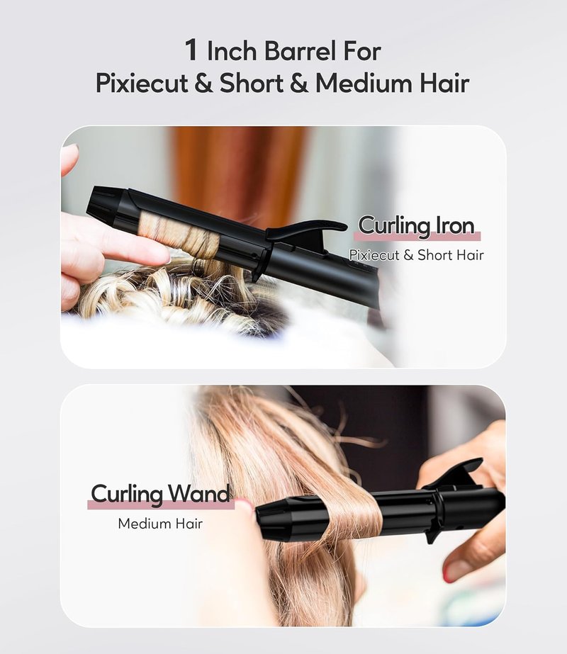Travel Curling Iron - 1 Inch Mini Ceramic Curler with Adjustable Temperature & Dual Voltage | Includes Storage Bag