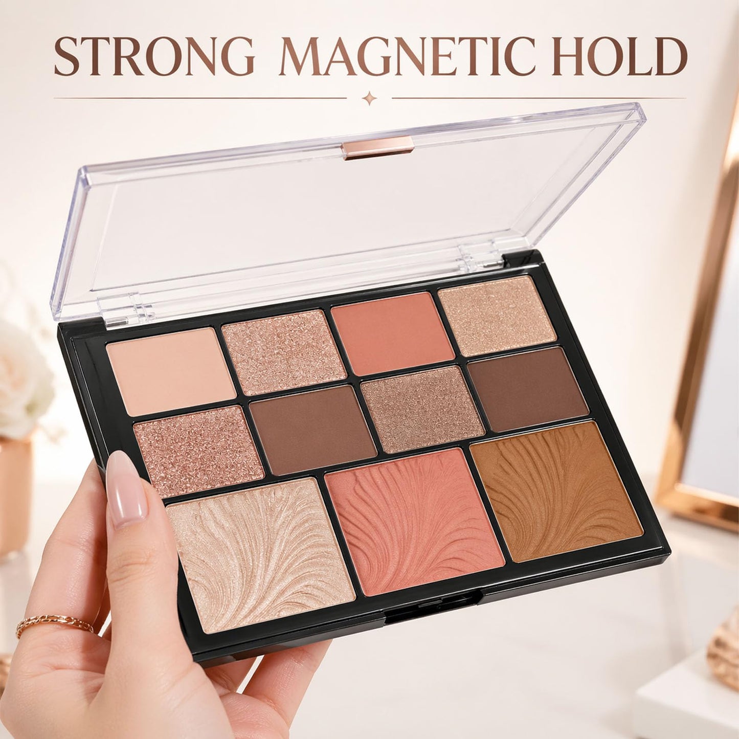 PETIGL Magnetic Makeup Palette, Empty Makeup Organizer Case with Adhesive Metal Stickers, Travel Makeup Storage for Eyeshadow Blush Lipstick Powder (Palette: 2.24”X2.52”)