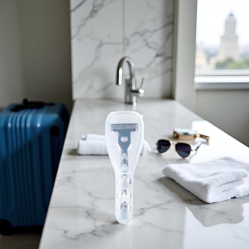 Portable Travel Razor Cover Case, Transparent Plastic Shaver Holder Protector Organizer, for Men's Manual Razors and Electric Shaver Accessories Razor Travel Case