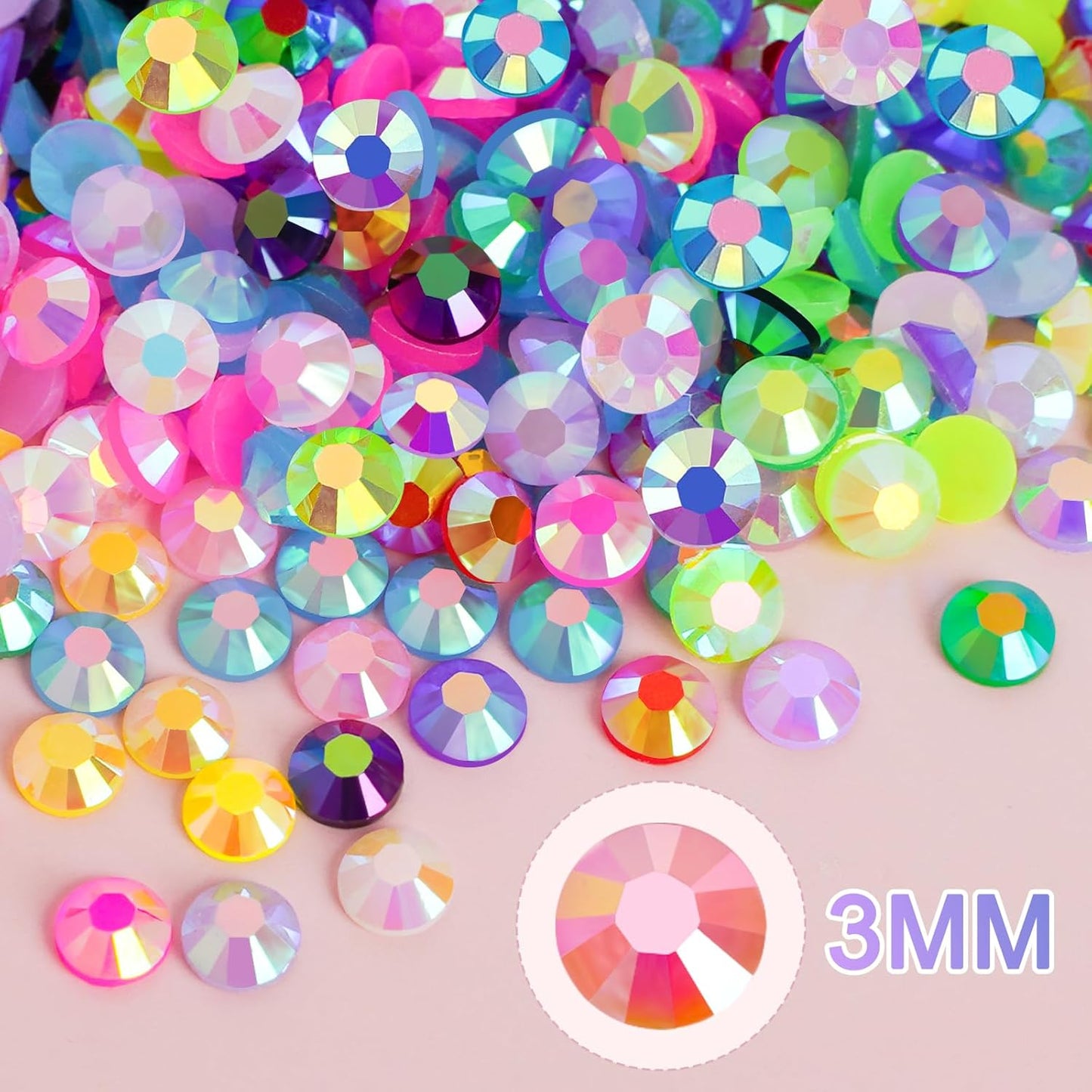 Resin Jelly Rhinestones - 18,000 Pcs Multicolor 3mm Flatback Gems for DIY Crafting | Includes 4Pcs Jewelry Glue & Rhinestone Picker