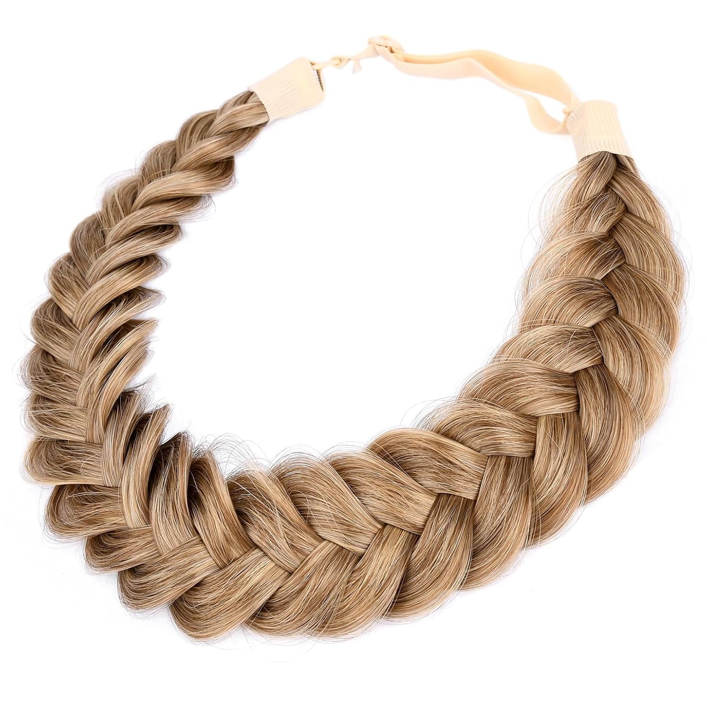 Messy Wide 2-Strand Synthetic Hair Braided Headband - Chocolate Toast | Stylish Hairpiece for Women & Girls