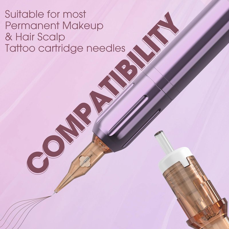 POPUPMU Tattoo Gun Kit - Wireless Tattoo Machine 3.0mm Stroke Coreless Motor with 800mAh Power Supply PMU Tattoo Cartridge Lining Needles Mixed Set 18Pcs for Professional Tattoo Supply Purple(NORA)