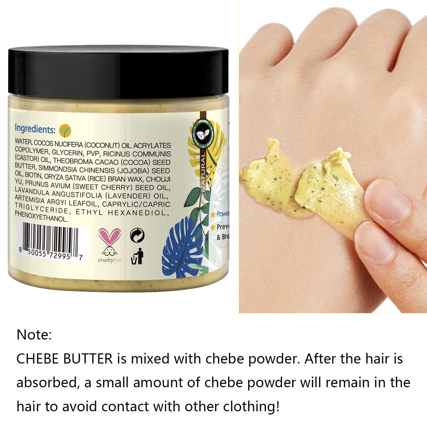 WOZUTUNT Chebe Butter For Hair Growth, Chebe Hair Butter Grease, Deep Moisturization, Thickening, Hair Growth Treatment, Unisex Adult, Yellow, 3.5 Ounce