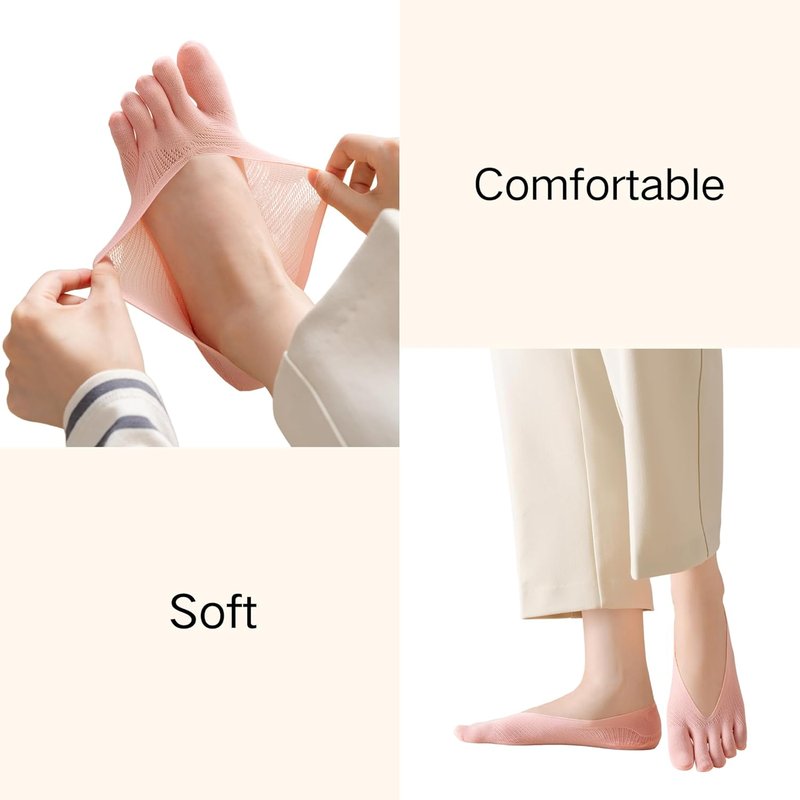 Toe Separators for Women - Gel Cushions for Ball of Foot Relief | 2 Pairs Silicone Pads & Socks
