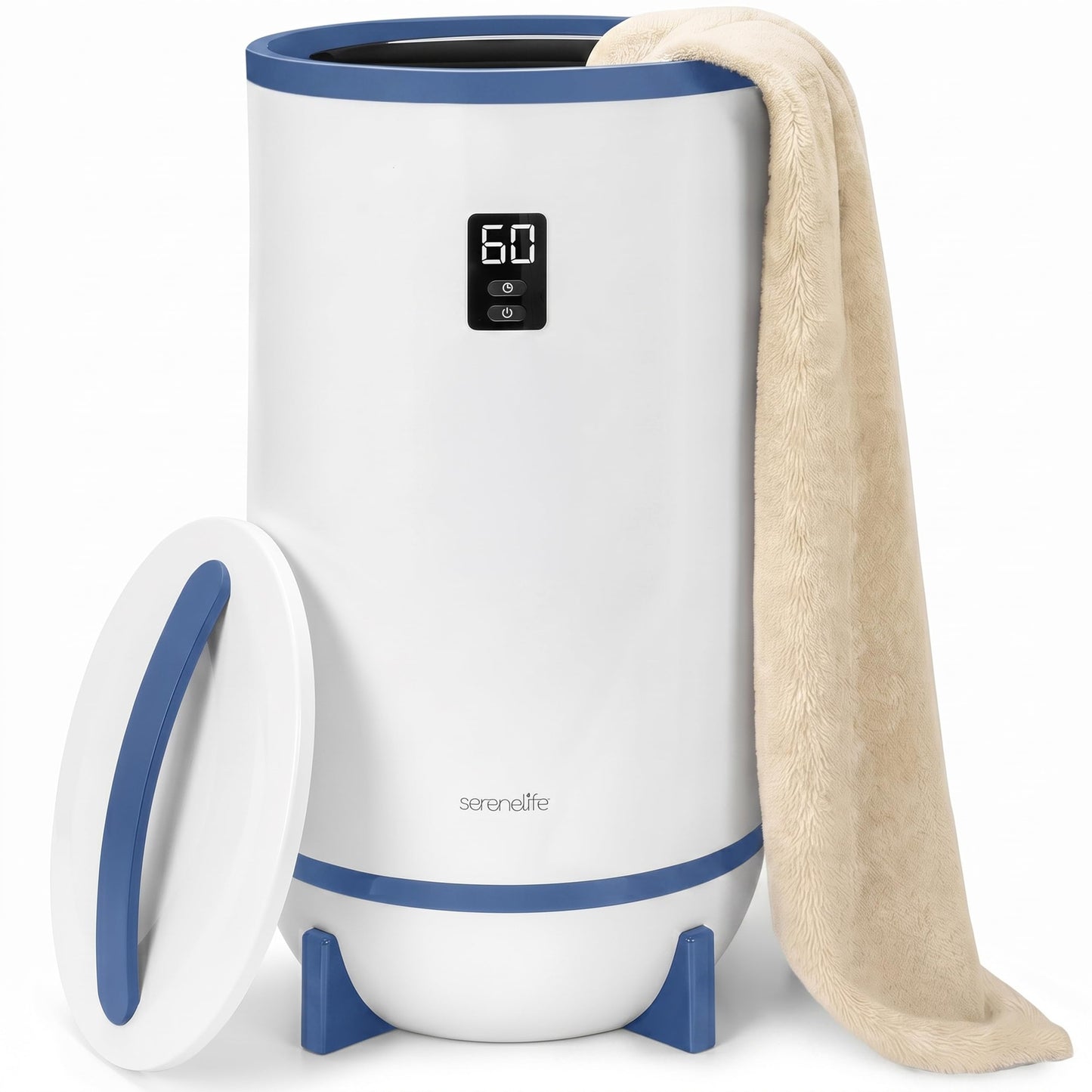 SereneLife Towel Heater for Bathroom & Spa | Portable Large Bucket Style Towel Warmer with Timer | 21L Luxury Electric Heater for Oversized Towels, Robes & Blankets | Auto Shut-Off | Fragrance Discs