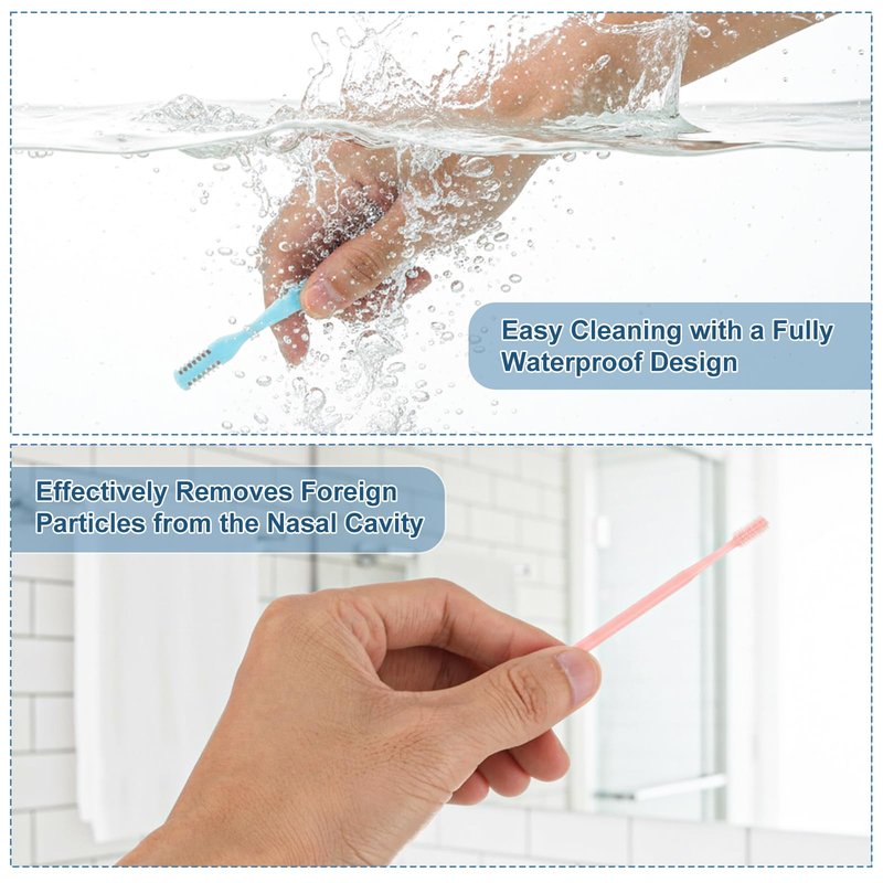 12 Pcs 2-in-1 Nasal Hair Cutter Nose Hair Trimmer Double Sided Nose Knife 360° Rotating Manual Nasal Hairs Cutter Portable Nostril Hairs Remover Tool Sticks Soft Cleaning Brush for Men Women Travel