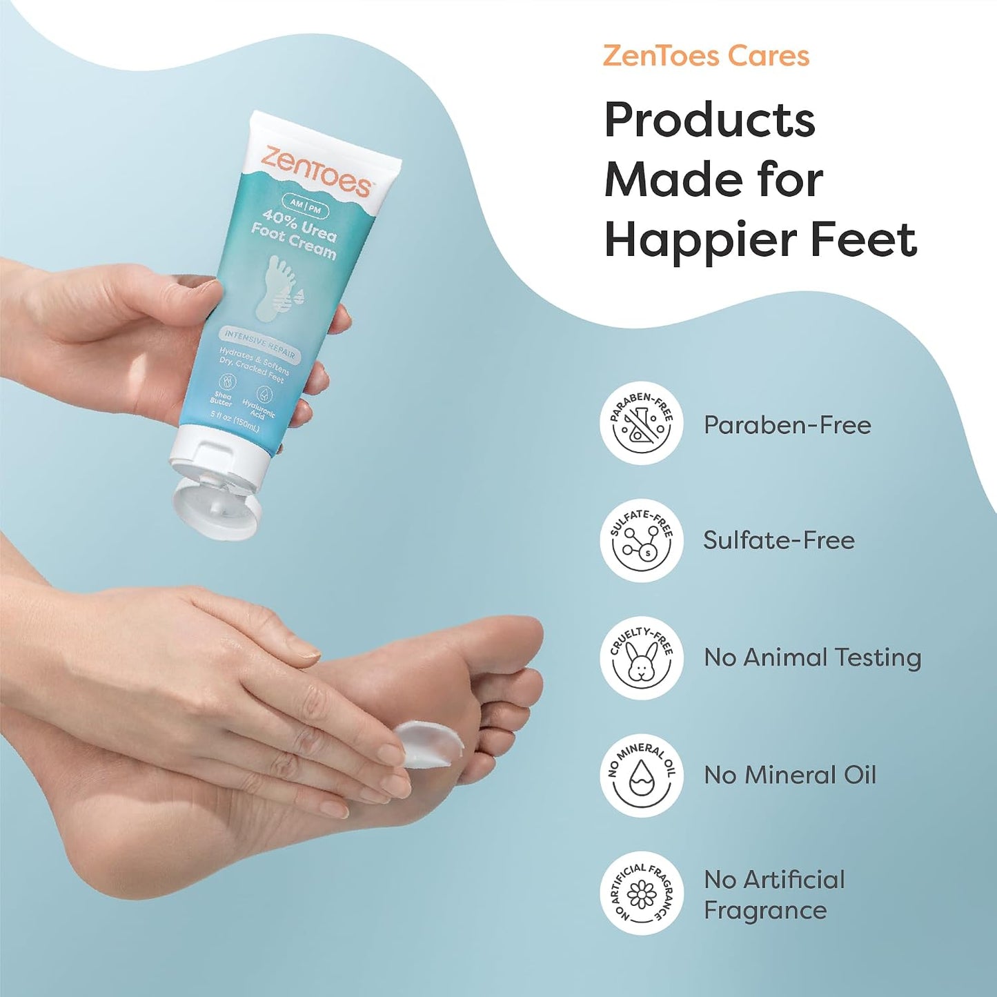 Urea Foot Cream 40% - Softens Dry Cracked Heels & Calluses | Gentle Exfoliating Lavender Cream | 5oz