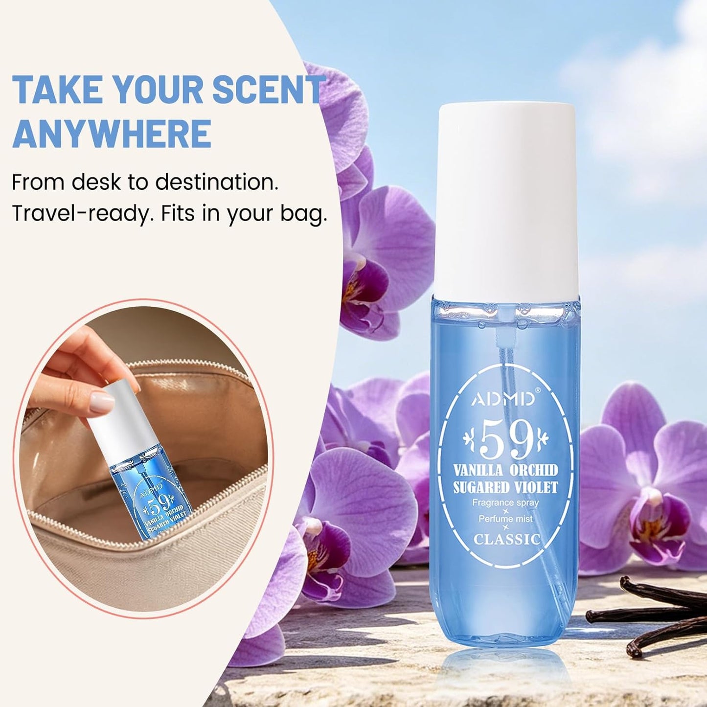 Vanilla Orchid Body & Hair Mist - Alcohol-Free Vegan Perfume Spray with Sugared Violet & Sandalwood | 3 oz