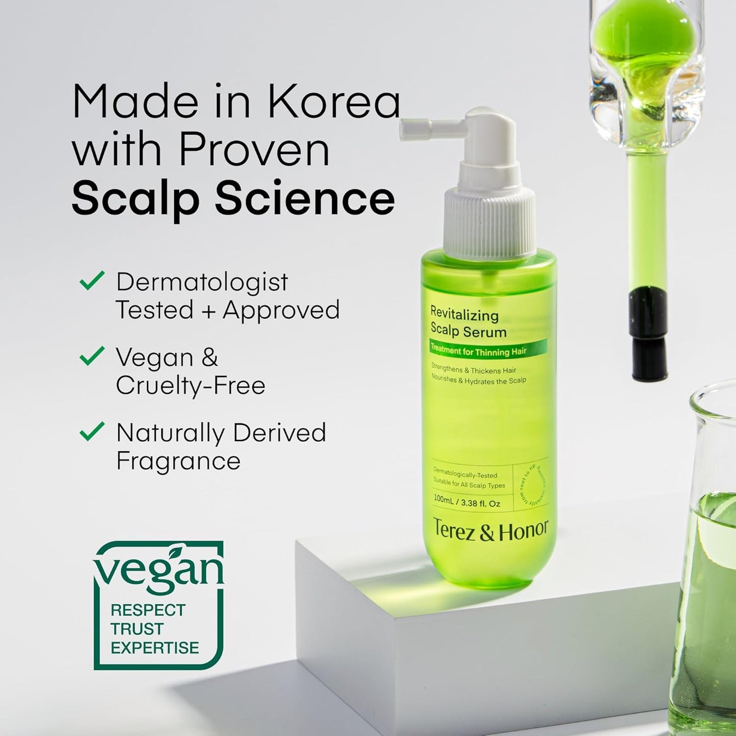 Scalp Serum for Hair Growth - Korean Vegan Treatment for Thinning Hair & Itchy Scalp | Non-Greasy, Lightweight Formula (100 mL)