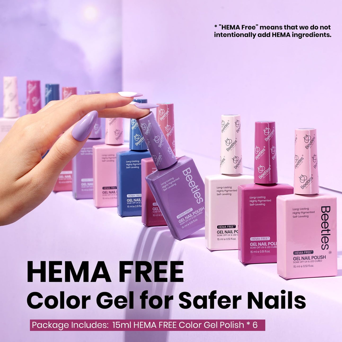 Beetles Fall Gel Polish Set, 6 Colors 15ml Full Size Hema-Free Gel