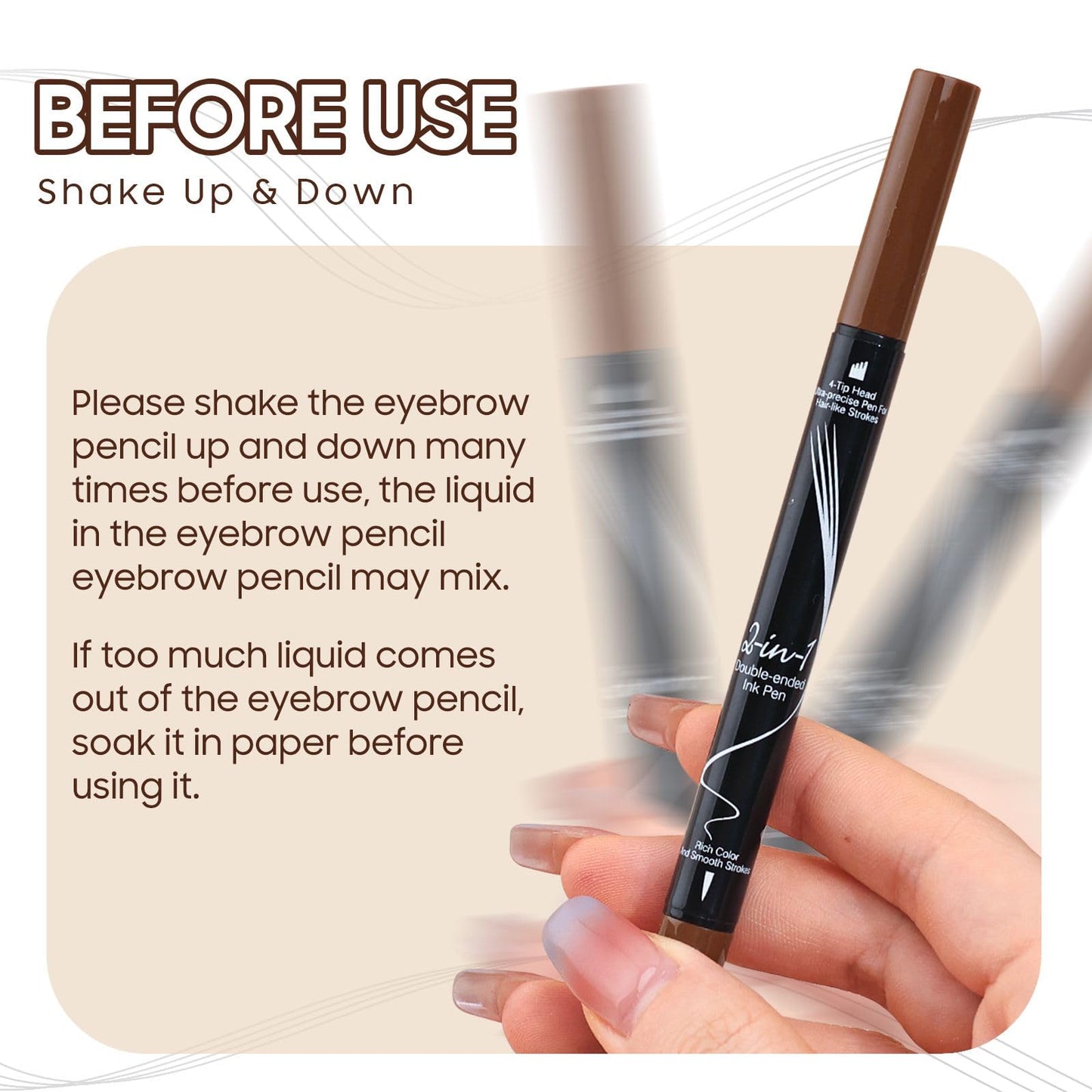 Eyebrow Pencils for Women 2-in-1 Dual-Ended, Microblading Eyebrow Pen 4-Fork-Tip & Precise Brush-Tip, Brow Pen Long-Lasting Waterproof & Smudge-Proof Natural Hair Like Brows (Light Brown)