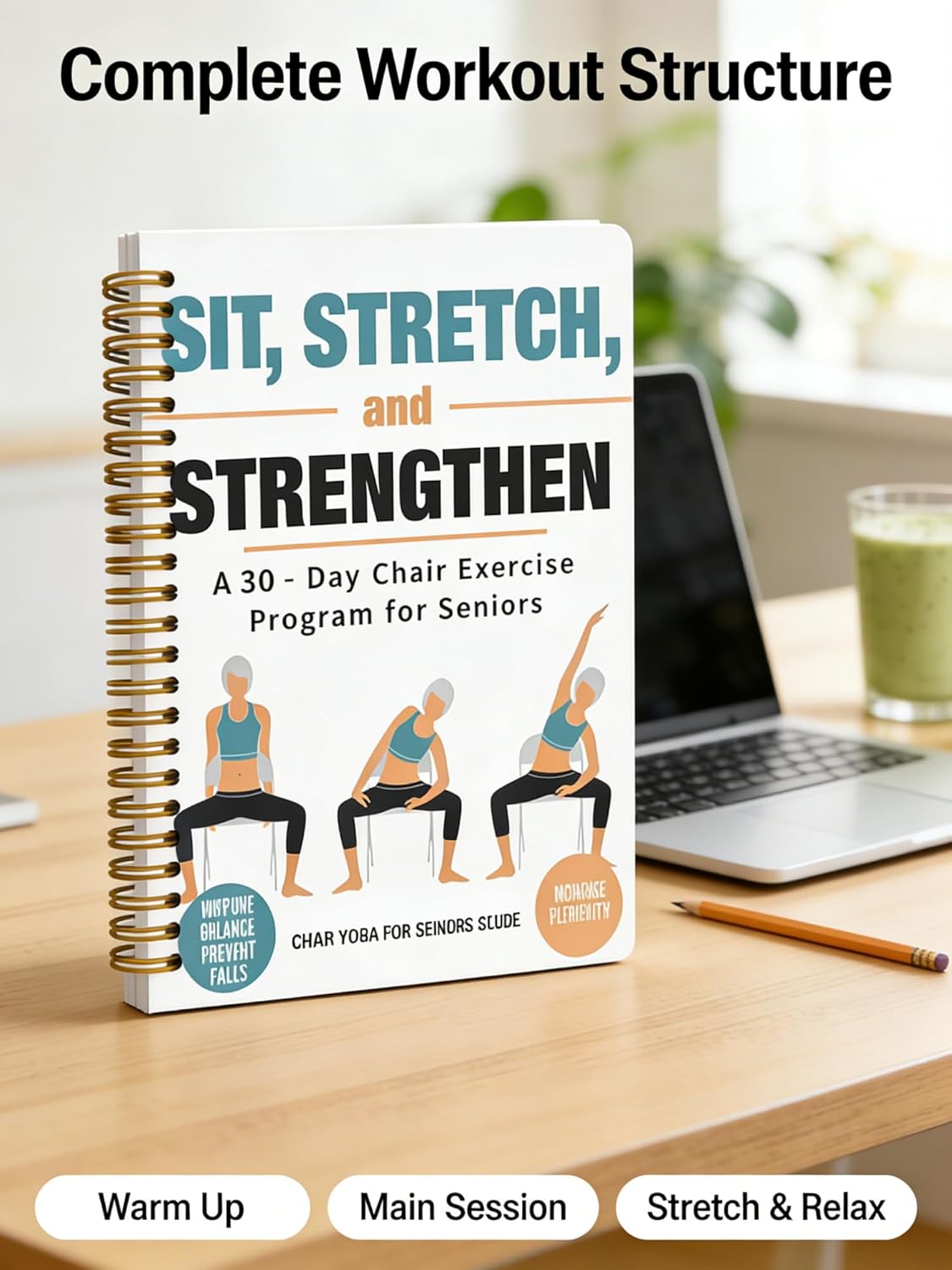 Chair Yoga for Seniors - Gentle Poses for Weight Loss & Mobility | Illustrated Exercise Chart