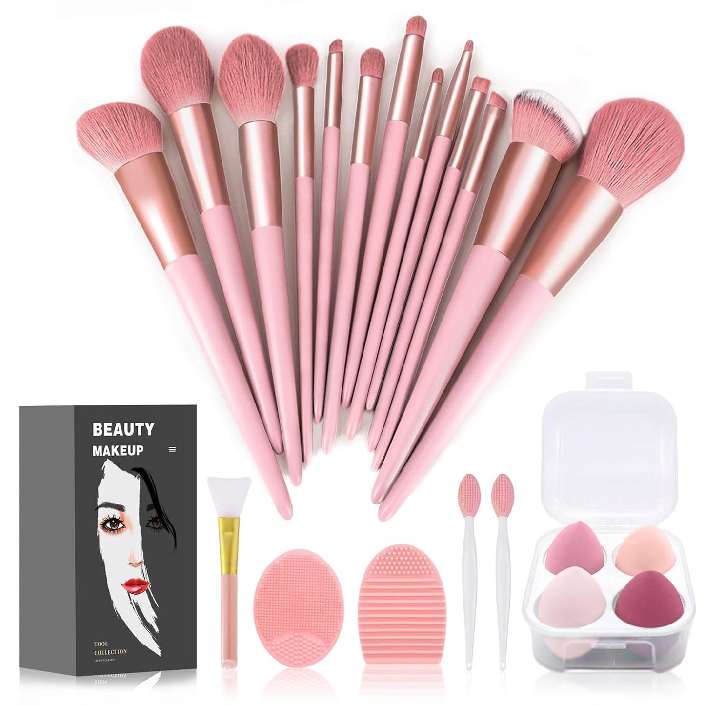 Makeup Brushes Set - 22 Pcs Professional Kit with Foundation & Eyeshadow Brushes | Green