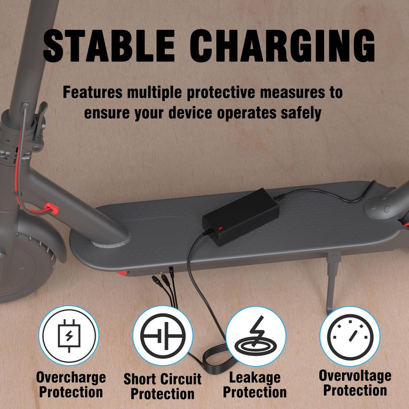 (3 in 1) 42V 2A Charger for 36V Lithium Battery Charger Compatible with Gotrax, Hiboy, Segway Ninebot, Razor,Jetson