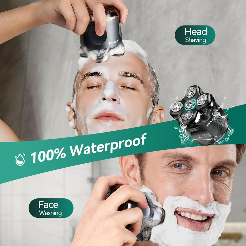 5D Head Shavers for Bald Men - Kensen 2025 Upgraded Large Hair Chamber Bald Head Shavers for Men, Best Head Razors for Bald Mens Waterproof USB-C Cordless 160min for Home Office Travel