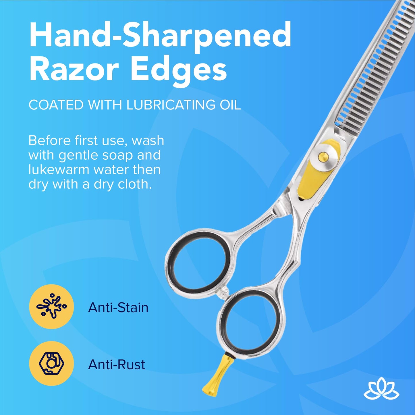 Equinox International, Professional Hair Scissors, Japanese Stainless Steel-Barber Hair Cutting Texturizing Thinning Razor Edge Series Teeth Shears for Men/Women/Kids/Salon & Home-6.5" Overall Length