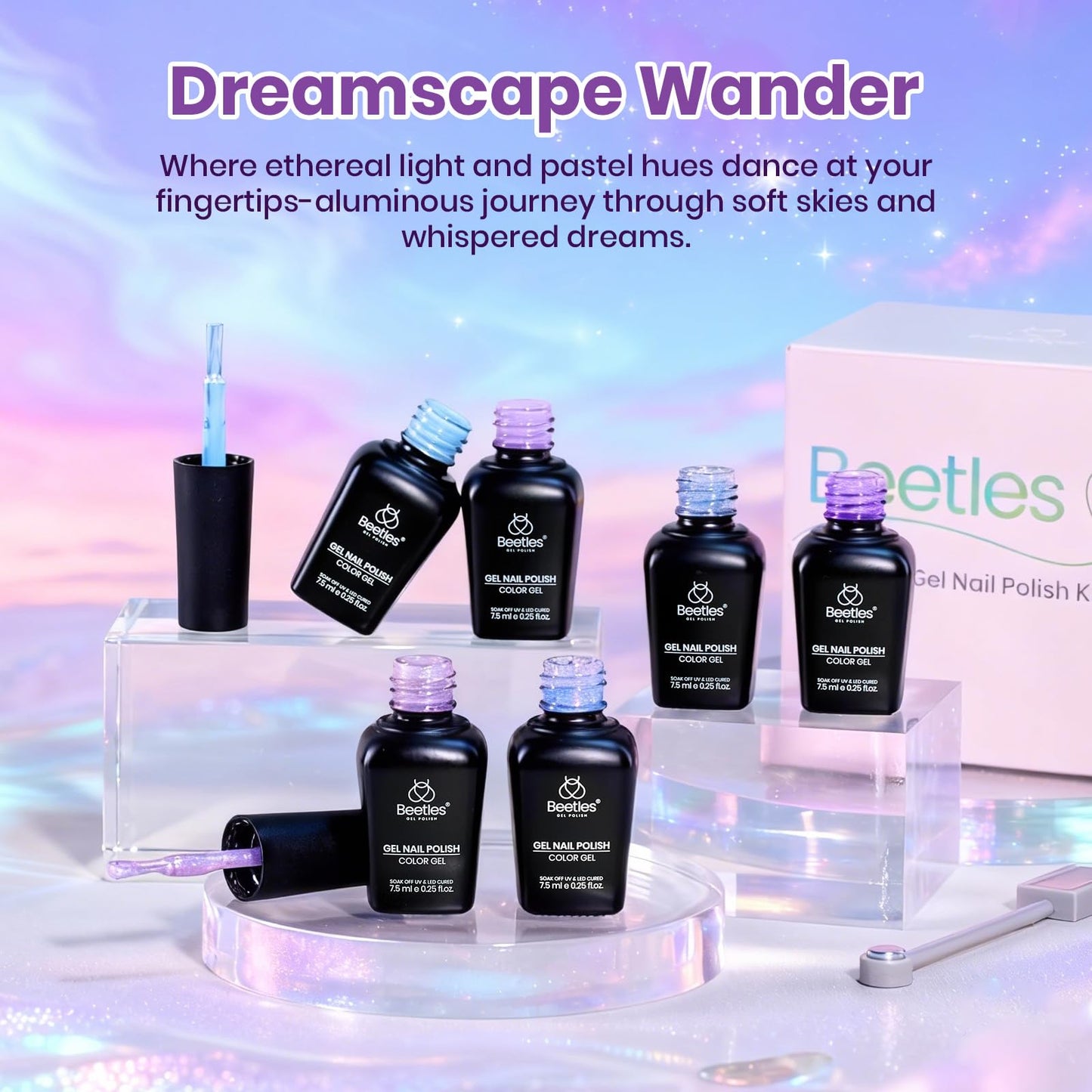 Beetles Purple Gel Polish Set - 6 Colors Cat Eye Gel Polish