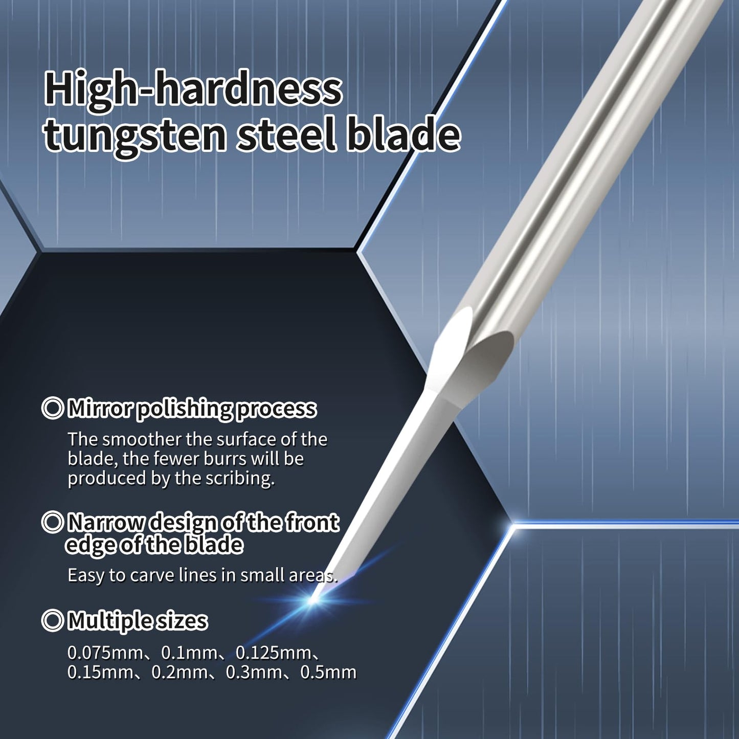 Bucasso Model Scriber, 7-Piece Tungsten Steel Blade Scribing Tool Set 0.075/0.1/0.125/0.15/0.2/0.3/0.5mm, with Wooden Stand for Modeling Hobby, RG Scale Model, Gundam Model Kit, Plastic Models
