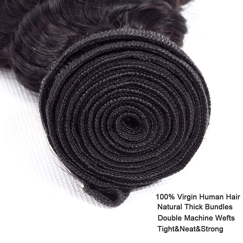 Deep Wave Bundles Human Hair Deep Wave Bundles HuxoWax Black Human Hair Bundle Unprocessed Color 1B Wet and Wavy Bundles For Women 20 22 24 Inch