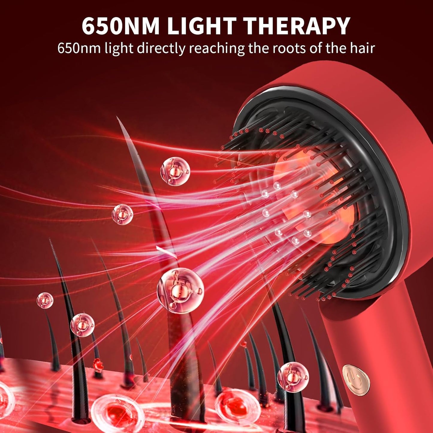 Electric Scalp Massager - 3 in 1 Hair Oil Applicator & Waterproof Brush | Cordless Portable Device for Hair Growth - Red